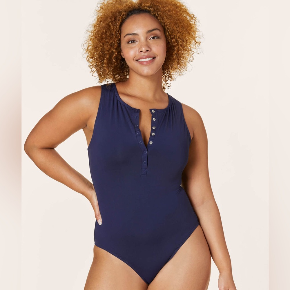ANDIE Navy Henley One-Piece Swimsuit